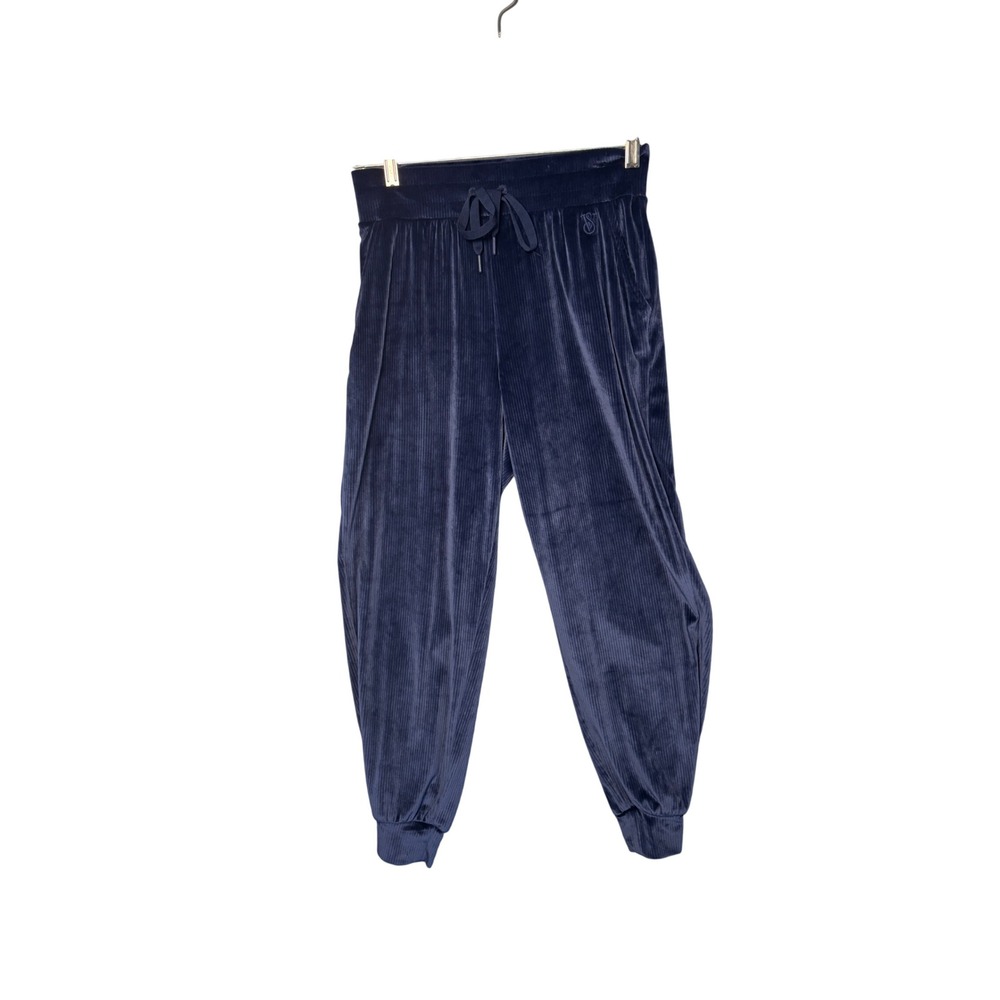 Victoria's Secret Joggers S Navy Ribbed Velour High Rise Lounge Athleisure